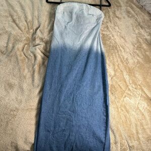 Blue Jean Strapless Maxi Dress